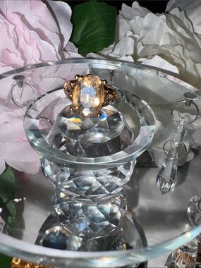 Austrian Crystal Cocktail Ring with Champagne Stone.